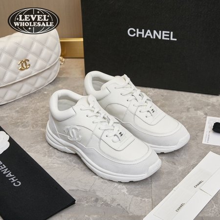 CHANEL LOW TOP TRAINER CC TRIPLE WHITE - CC4