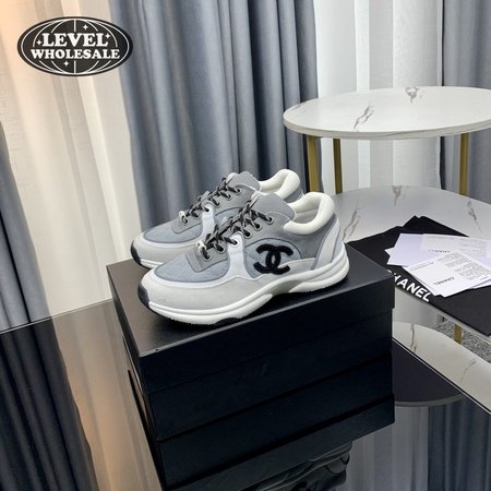 CHANEL LOW TOP TRAINER GRAY WHITE - CC2