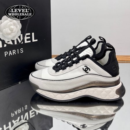 CHANEL SUEDE TRAINER WHITE BLACK - CC3