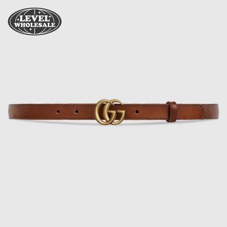 GUCCI LEATHER BELT WITH DOUBLE G BUCKLE