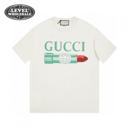 GUCCI LIPSTICK PRINT PRINT COTTON T-SHIRT WHITE