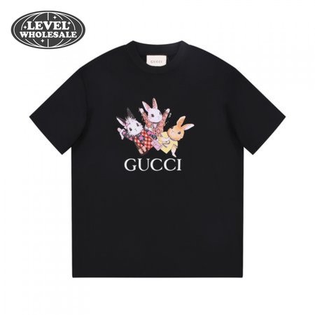 Gucci Rabbits Print Print Cotton T-Shirt Black