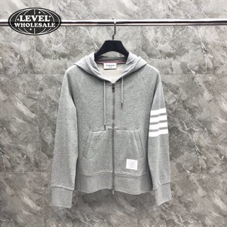 Thom Browne Logo-Patch Zip-Up Hoodie