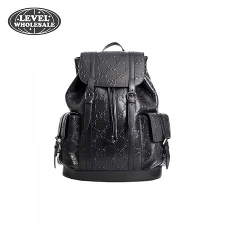 Gg Embossed Backpack In Black Leather GBP014