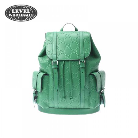 Gg Embossed Backpack In Green Leather GBP015