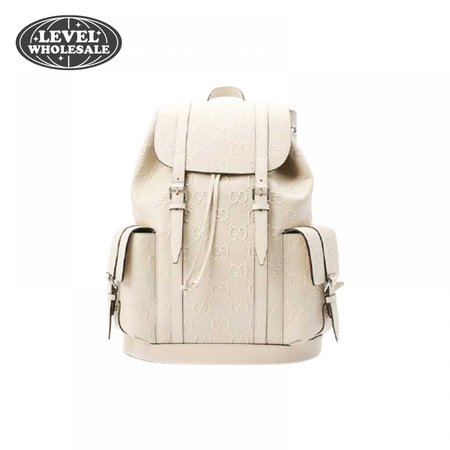 Gg Embossed Backpack In White Leather GBP013