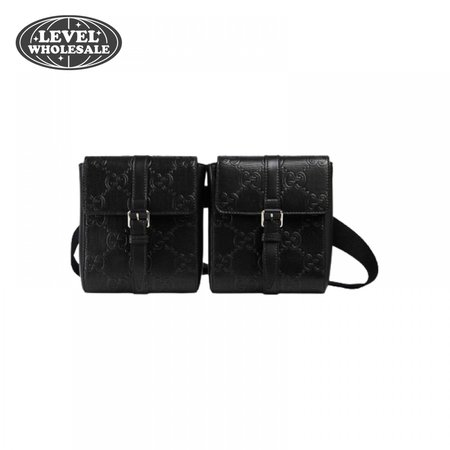 Gg Embossed Belt Bag Black Gg Embossed Leather Cotton Linen Lining GBB021