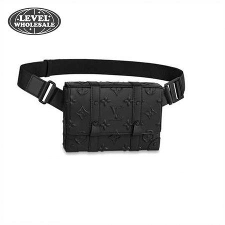 trunk slingbag black monogram seal cowhide leather - lbb08