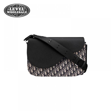 Saddle Messenger Bag Beige and Black Dior Oblique Jacquard and Black Grained Calfskin - DMB010