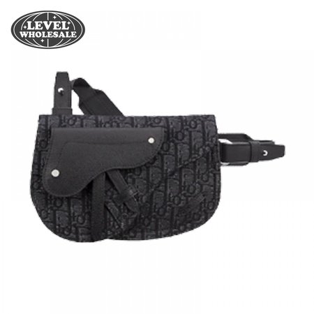 Saddle Pouch Black Dior Oblique Jacquard - DMB004