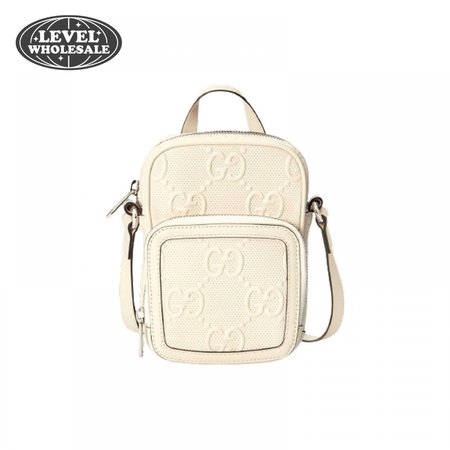 Gg Embossed Mini Bag In White Leather GMB016