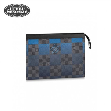 pochette voyage mm damier graphite canvas in blue - pb04