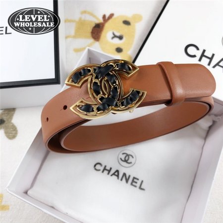 Chanel Leather Belt Buckle 30mm brown