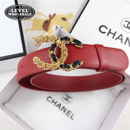 Chanel Leather Belt Buckle 30mm red