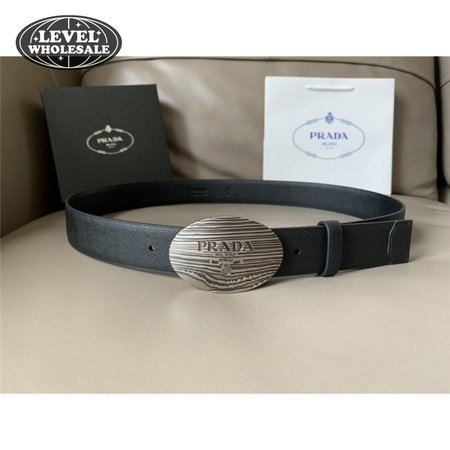 Prada saffiano 34mm leather belt black