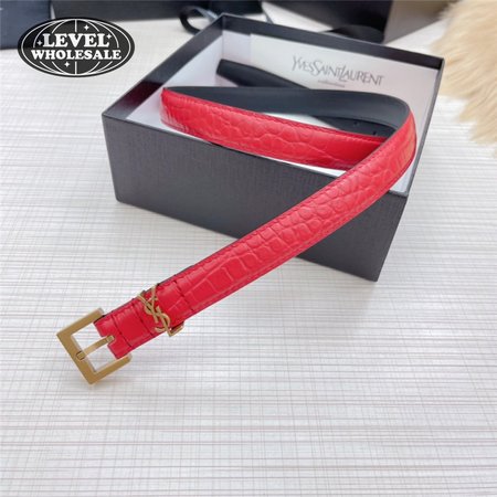 ysl crocodile grain top layer leather belt