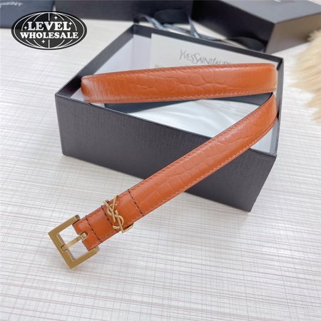 ysl crocodile grain top layer leather belt