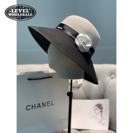 CC Big brim Camellia straw hat