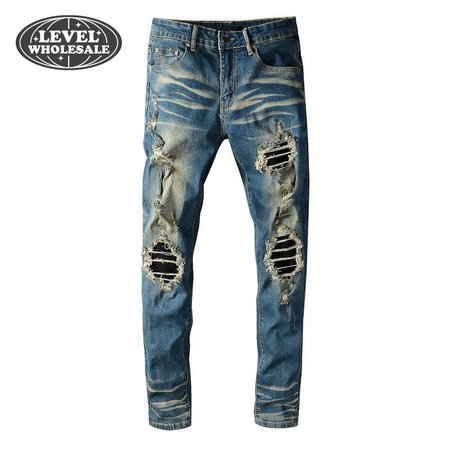 Amiri Blasted Rip Jeans Dark Blue