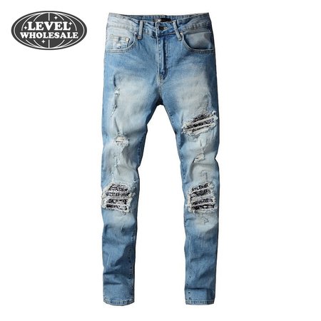 Amiri Design Rip Jeans Light blue / Black