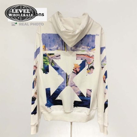 Off White Colored Arrows Zip Up Hoodie