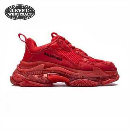 BALENCIAGA TRIPLE S CLEAR SOLE SNEAKER IN RED - BB171