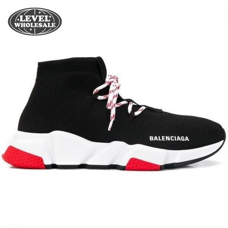 BALENCIAGA SPEED TRAINER LACE UP BLACK RED - BB15