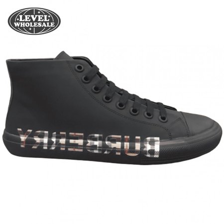 BURBERRY LOGO PRINT GABARDINE HIGH-TOP SNEAKERS - BBR82