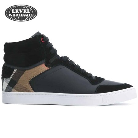 BURBERRY LEATHER AND HOUSE CHECK HI-TOP SNEAKERS - BBR28