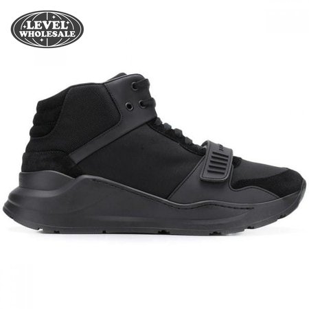 BURBERRY SUEDE AND NEOPRENE HIGH-TOP SNEAKERS - BBR19