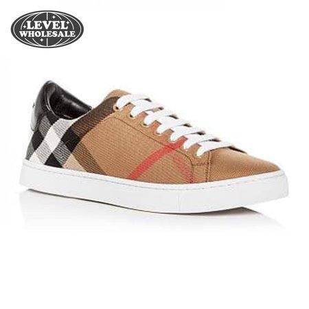 BURBERRY ALBERT HOUSE CHECK & LEATHER LOW-TOP SNEAKER - BBR3