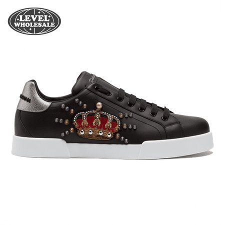 DOLCE & GABBANA CALFSKIN PORTOFINO SNEAKERS WITH PATCH - DG1