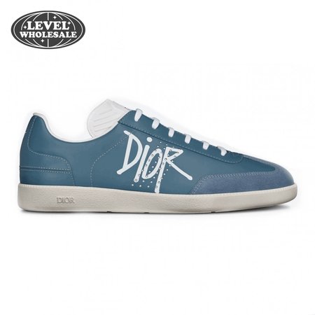 DIOR B01 SNEAKER BLUE SMOOTH CALFSKIN AND SUEDE WITH DIOR AND SHAWN SIGNATURE - CD57