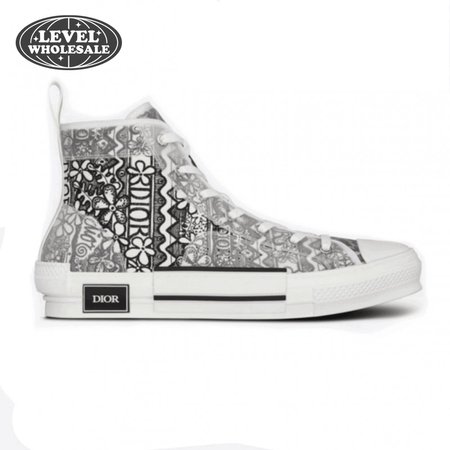 DIOR B23 HIGH-TOP SNEAKER WHITE CANVAS WITH DIOR AND SHAWN EMBROIDERY - CD73