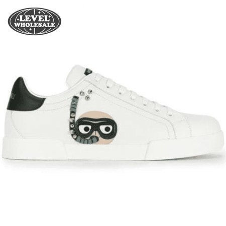 DOLCE & GABBANA CALFSKIN PORTOFINO SNEAKERS WITH PATCHES OF THE DESIGNERS - DG2