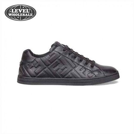 FENDI BLACK NAPPA LEATHER LOW-TOP SNEAKERS - FD04